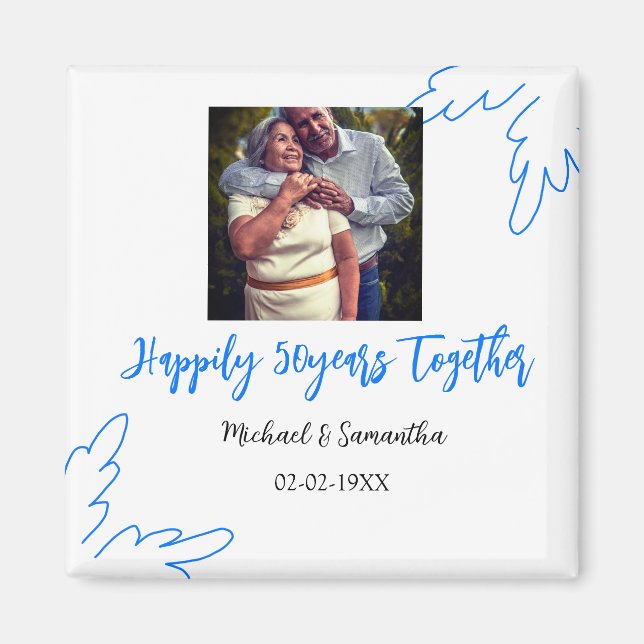 Íman anima o nome da foto azul de folha de 50 anos (Frente)