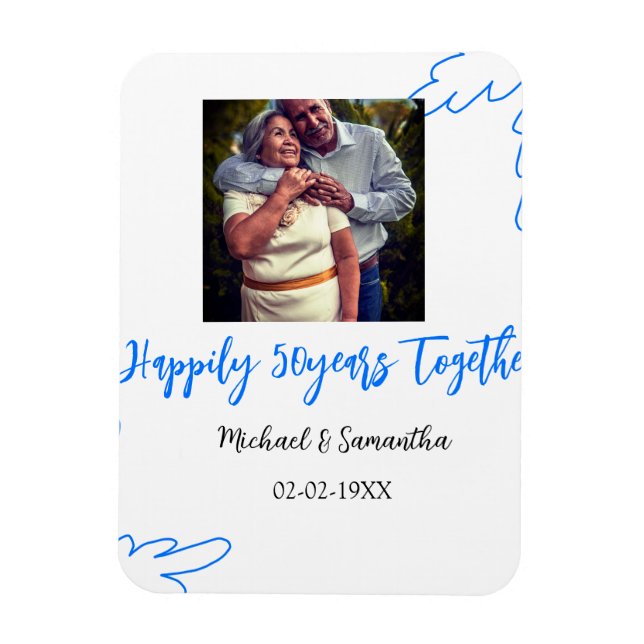 Íman anima o nome da foto azul de folha de 50 anos (Vertical)