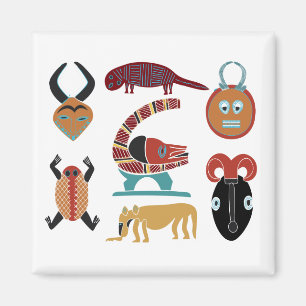 Íman Animais abstratos africanos coloridos e arte facia