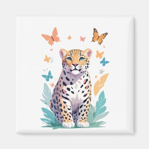 Íman Animais Adoráveis de Borboleta Vetor Leopardo