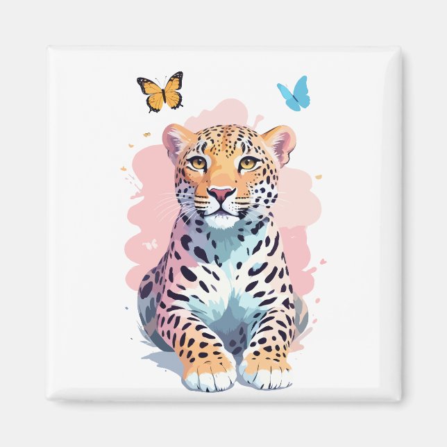 Íman Animais Adoráveis de Borboleta Vetor Leopardo (Frente)