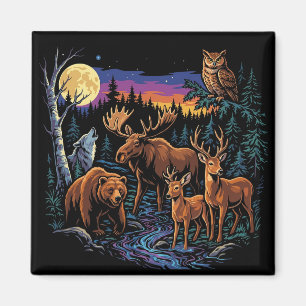 Íman Animais da Vida Selvagem da Floresta Vintage Alce 