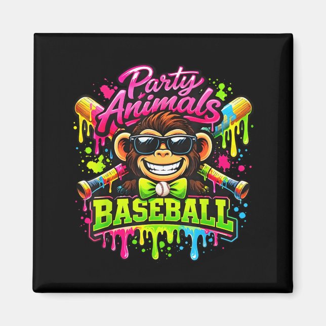 Íman Animais de festa meme beisebol macaco engraçado  (Frente)