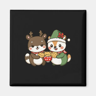 Íman Animais de Natal Engraçados Comendo Biscoitos de N