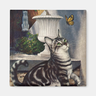 Íman Animais do vintage, gato de gato malhado bonito e