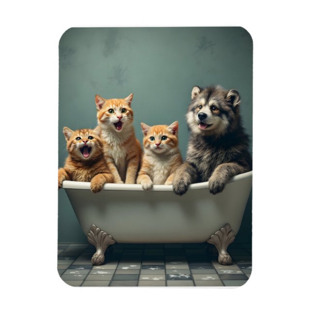 Íman Animais engraçados na banheira (Vertical)