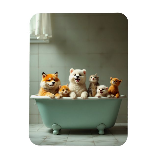 Íman Animais engraçados na banheira (Vertical)
