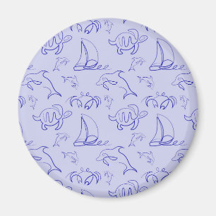 Íman Animais marinhos e padrão de desenho de uma linha