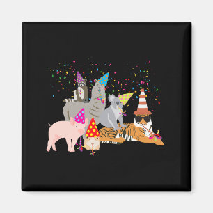 Íman Animais se divertindo Animais fofos tendo uma fest