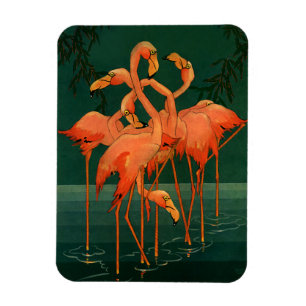 Íman Animais Selvagens Antigos Pássaros, Flamingos Rosa