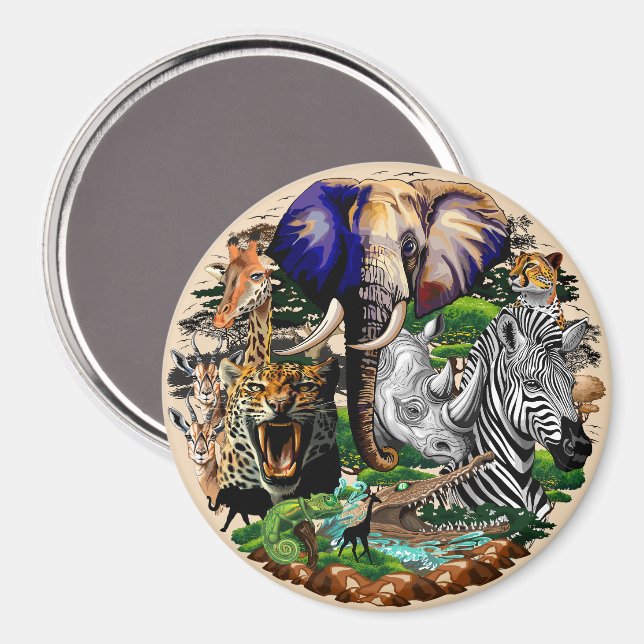Íman Animais Selvagens da savana africana (Front/Back)