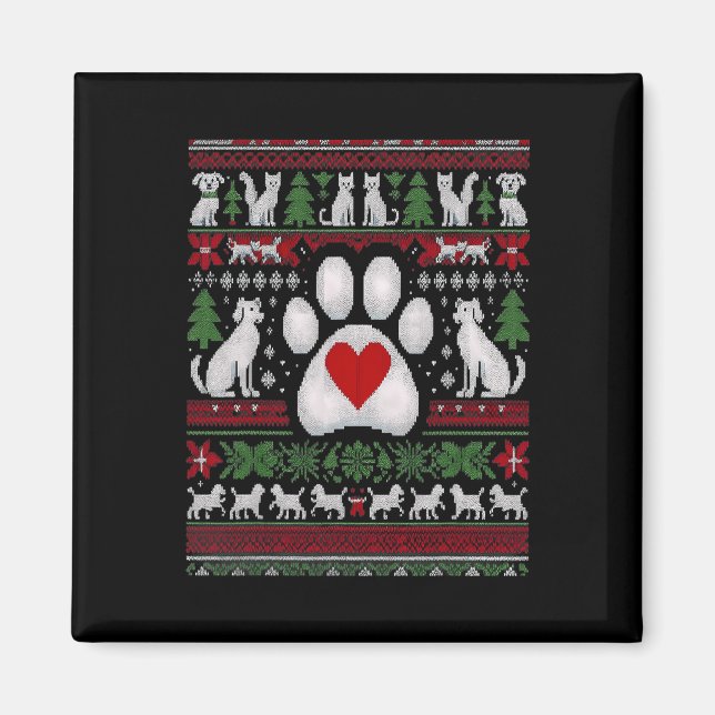 Íman Animais Veterinários do Natal Feios Cães Gatos Mer (Frente)