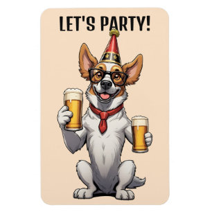 Íman Animal de festa de texto personalizado