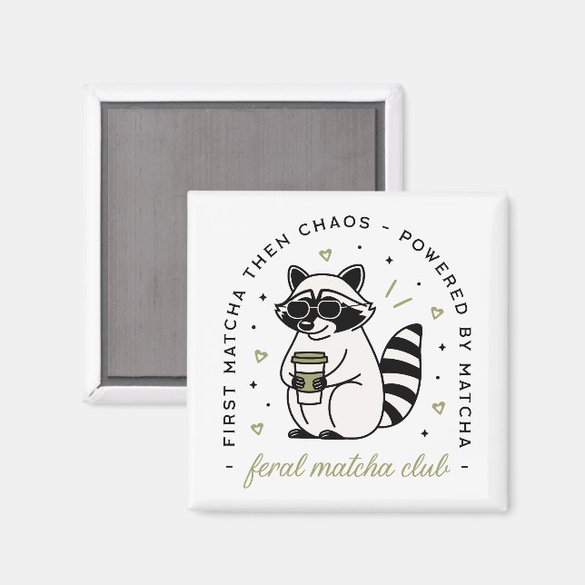 Íman animal engraçado kawaii do clube matcha bebendo Ra (Front/Back)