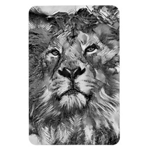 Íman AnimalArtBW_Lion_003