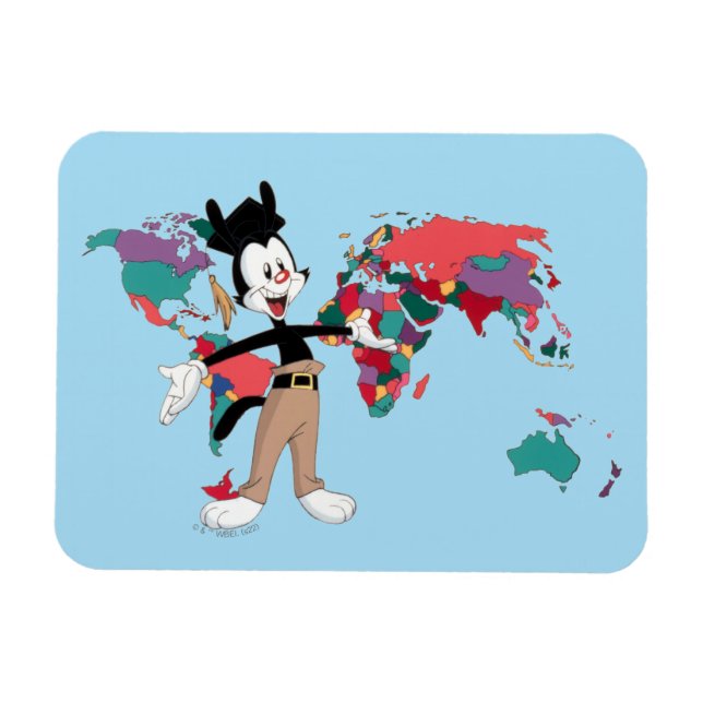 Íman Animaniacs | Gráfico do Mapa Mundial de Yakko (Horizontal)