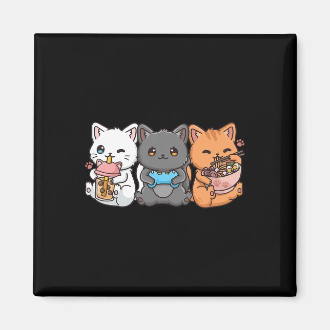Íman Anime Bo Tea Bubble Tea Gamer Ramen Cat (Frente)