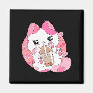 Íman Anime Bonito Kawaii Cat Boba Bubble Tea Girls Cost