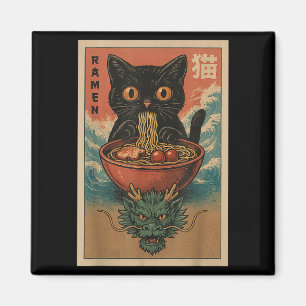 Íman Anime Cat Ramen Japonês Engraçado Art Kawaii Cat E