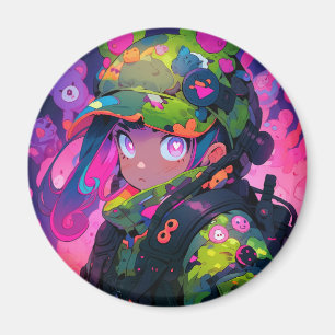 Íman Anime de Coração da Camouflagem Militar Kawaii