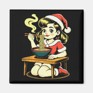Íman Anime Feminino Ramen Natal Kawaii Garota de Santa 