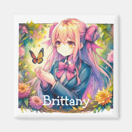 Íman Anime Girl and Butterfly Ai Art
