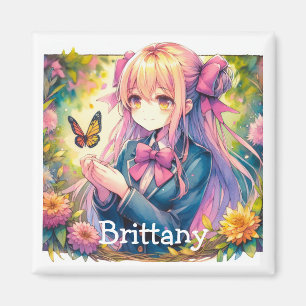 Íman Anime Girl and Butterfly Ai Art