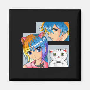 Íman Anime Girl Cat Otaku Anime Merch Kawaii Coisas