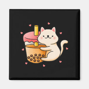 Íman Anime Kawaii Cat Boba Bubble Tea Anime Merch prese