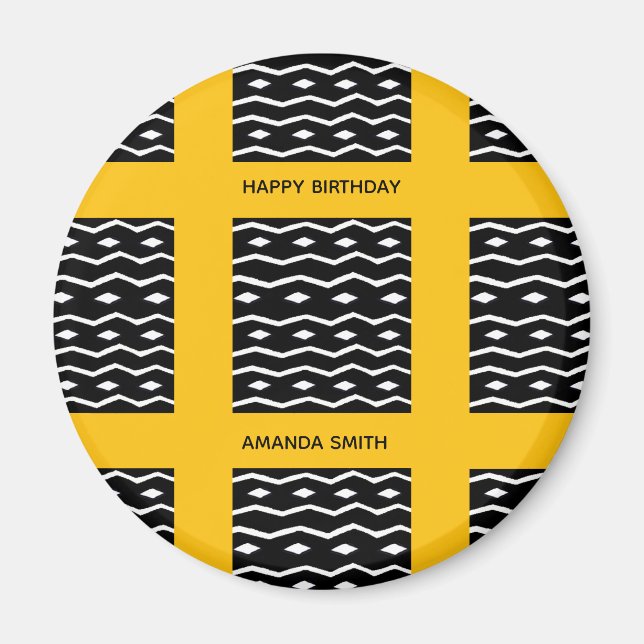 Íman Aniversário, Arte Africana Padrão Étnico Laranja P (Frente)