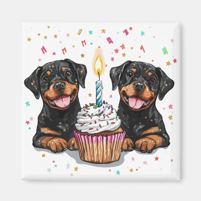 Íman Aniversário Cães Rottweiler (Frente)