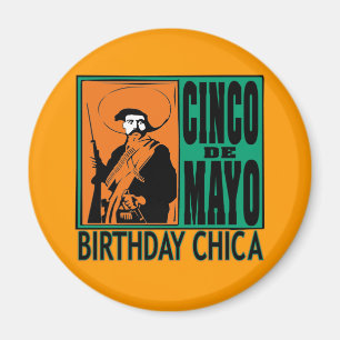 Íman Aniversário Chica de Cinco de Mayo