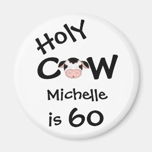 Íman Aniversário cómico personalizado da vaca 60th