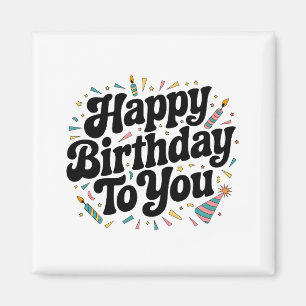 Íman Aniversário Confetes Retrô