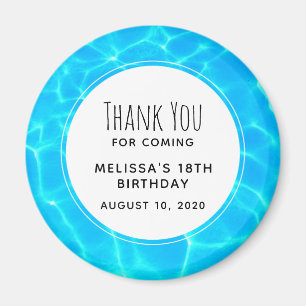 Íman Aniversário da Piscina Azul Foto De Água Obrigad