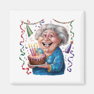 Íman Aniversário da Vovó com Grande Sorriso