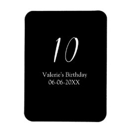 Íman aniversário de 10 anos branco preto nome data cali
