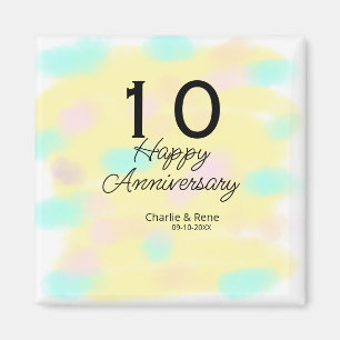 Íman aniversário de 10 anos de casamento amarelo pastel