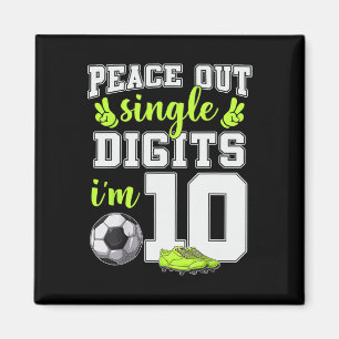 Íman Aniversário de 10 anos Meninos Futebol Peace Out D