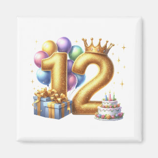 Íman Aniversário de 12 anos dourado