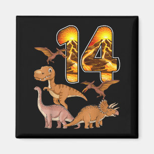 Íman Aniversário de 14 anos Dinosaur T-rex 14 Anos de i