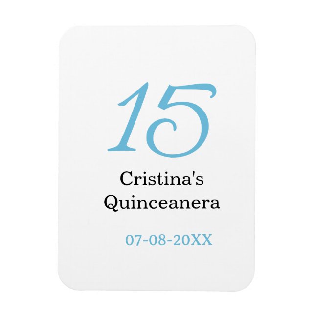 Íman aniversário de 15 anos da quinceanera azul preto l (Vertical)