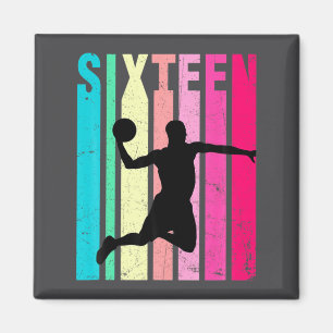 Íman Aniversário de 16 anos Amantes de Basquete Retro 1