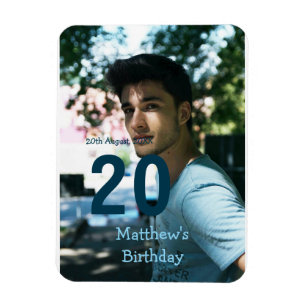 Íman aniversário de 20 anos adicionar nome foto data ho