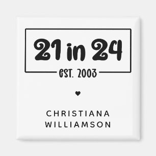 Íman Aniversário de 21 anos 21 personalizado em 24 de a
