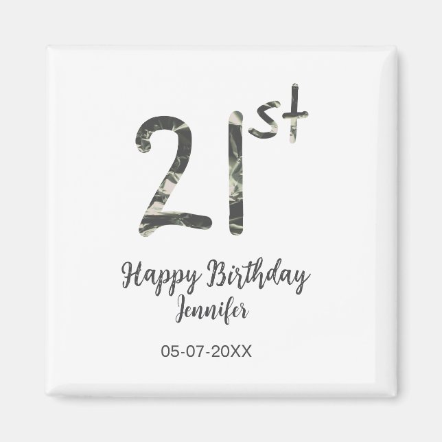 Íman aniversário de 21 anos adiciona nome data ano mode (Frente)