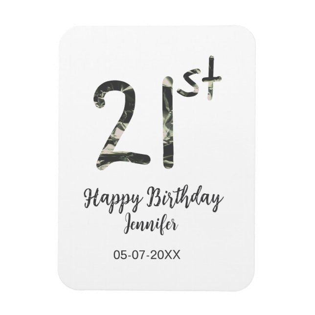 Íman aniversário de 21 anos adiciona nome data ano mode (Vertical)