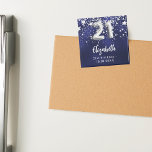 Íman aniversário de 21 anos marinho estrelas prateadas<br><div class="desc">Para uma festa de aniversário de 21 anos. Uma cor azul de fundo marinho com estrelas de falso prata. A cor azul é irregular. Adicione seu nome,  texto. Pode ser usado como um lembrete Salvar a Data para seus convidados,  a favor do partido ou como uma manutenção.</div>