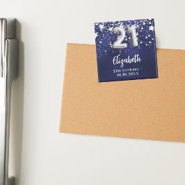 Íman aniversário de 21 anos marinho estrelas prateadas