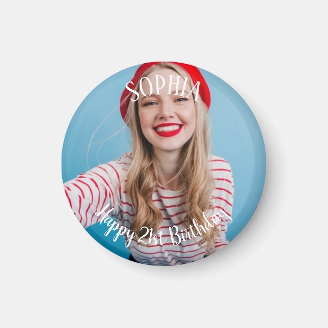 Íman aniversário de 21 anos personalizado (Frente)